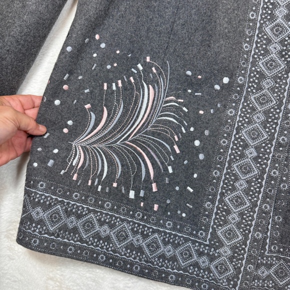 Nygard Collection Wool Jacket Womens Size 14 Grey Embroidered grandmacore - Picture 4 of 8